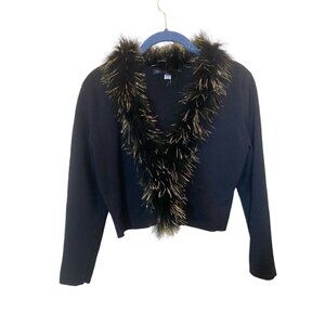 Women Cropped Cardigan Bolero Boa Sparky Spenser Evening M Whimsigoth Y3K Acubi